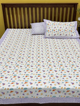 Space Theme Blockprint Cotton Bedsheet