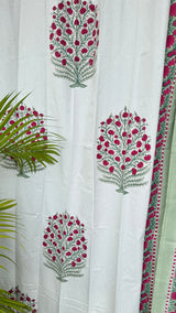 Pair of Pink Blockprint Cotton Curtain (Set of 2)