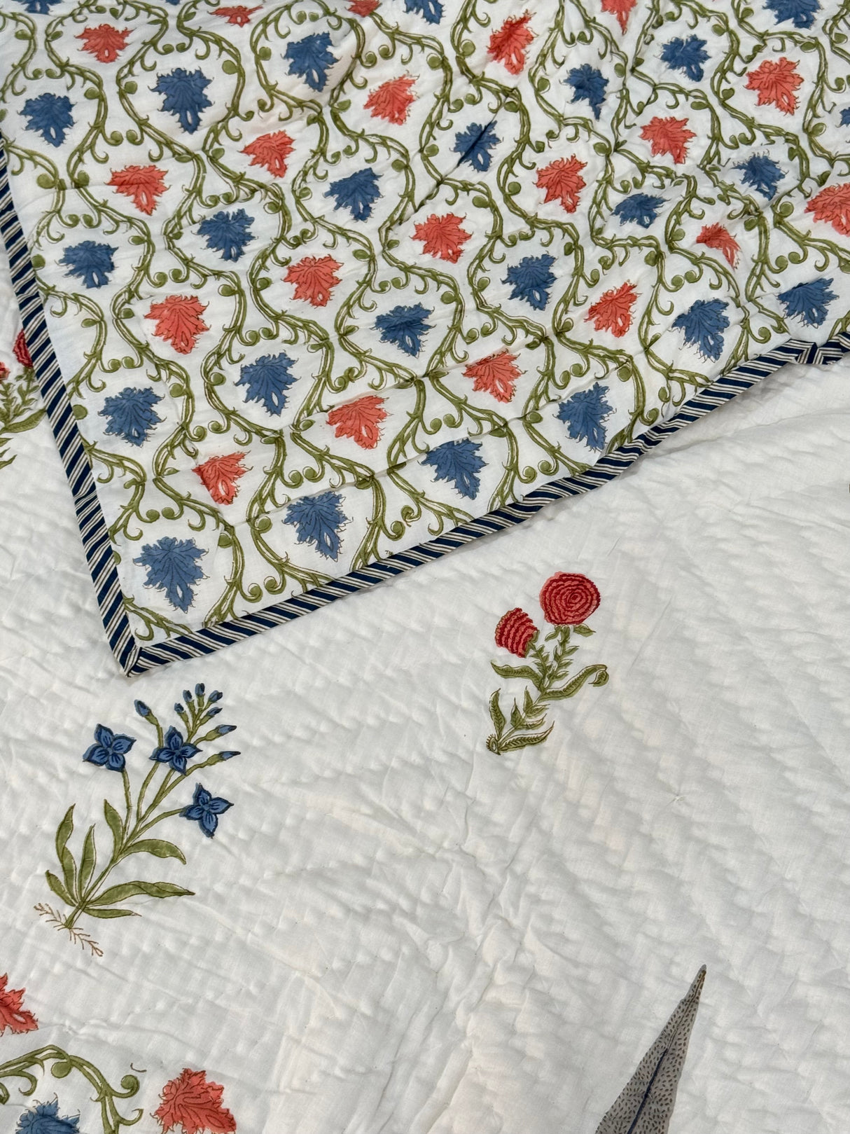 Blockprint Mulmul Reversible Quilt