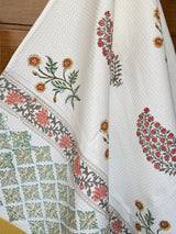 Elegant Motifs Blockprint Cotton Towel- Waffle Weave