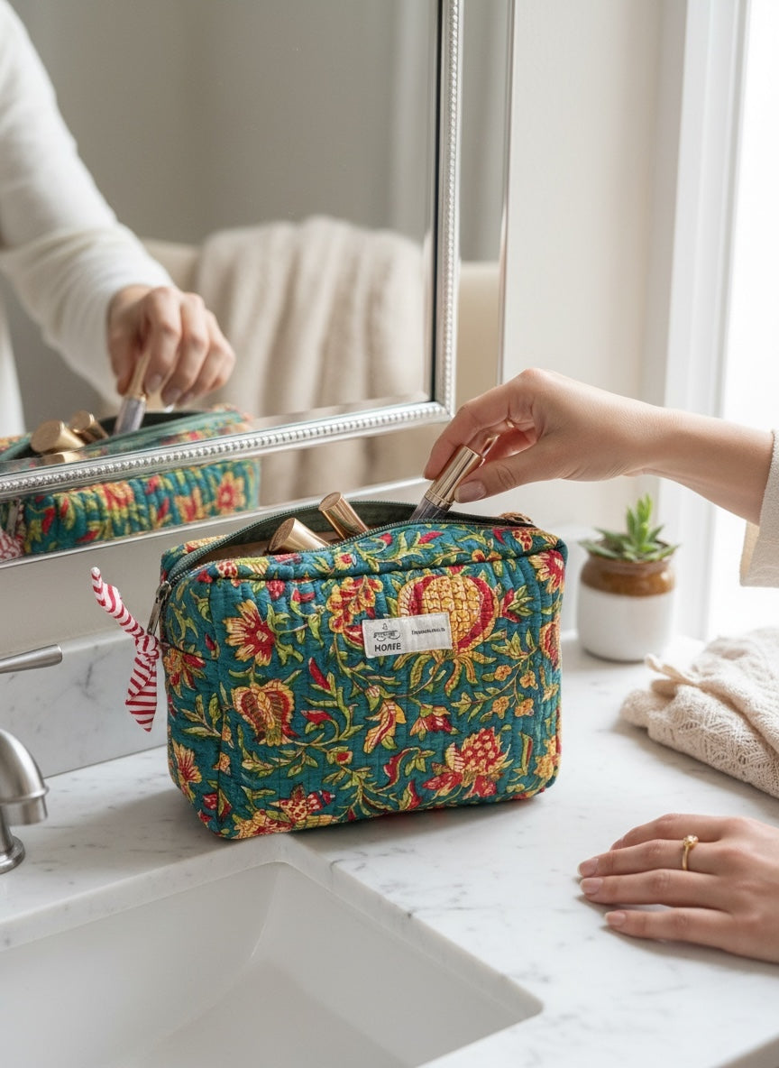 Heritage Garden Cotton Quilted Multipurpose Pouch