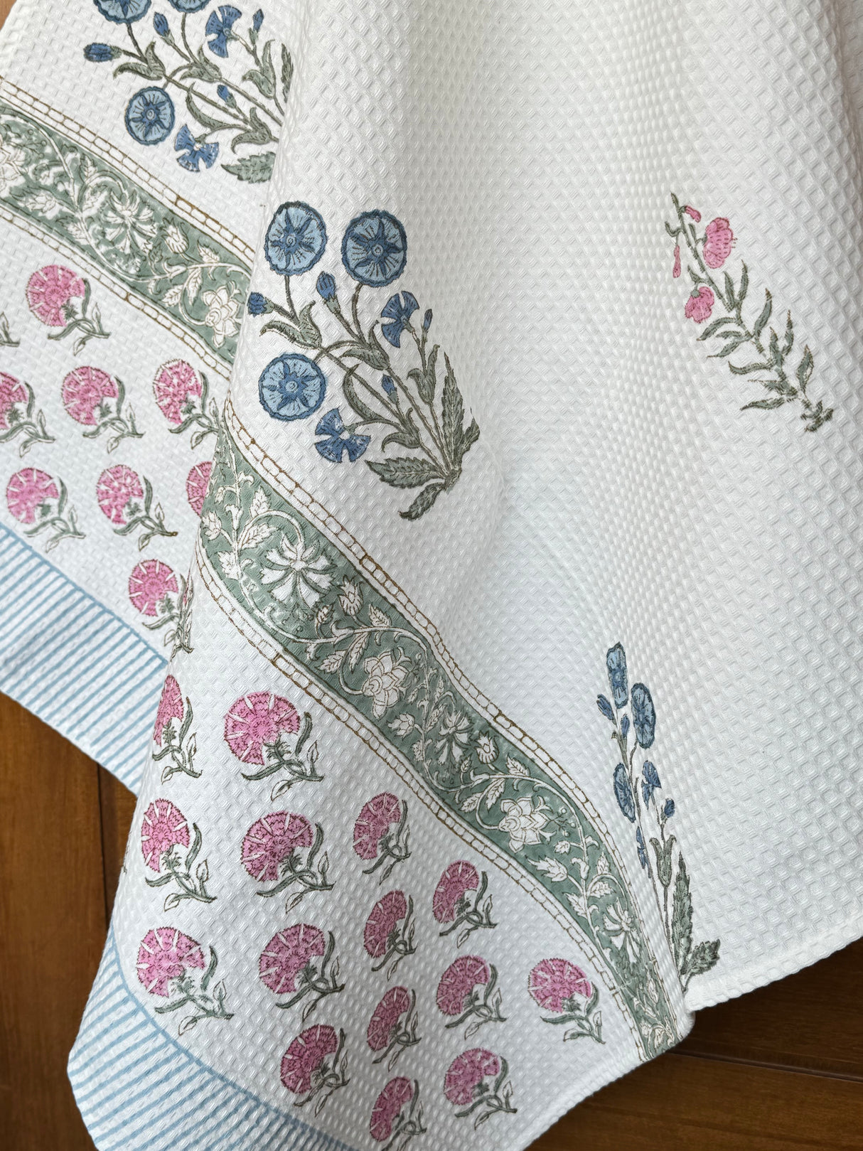 Delightful Blockprint Cotton Towel – Waffle Weave