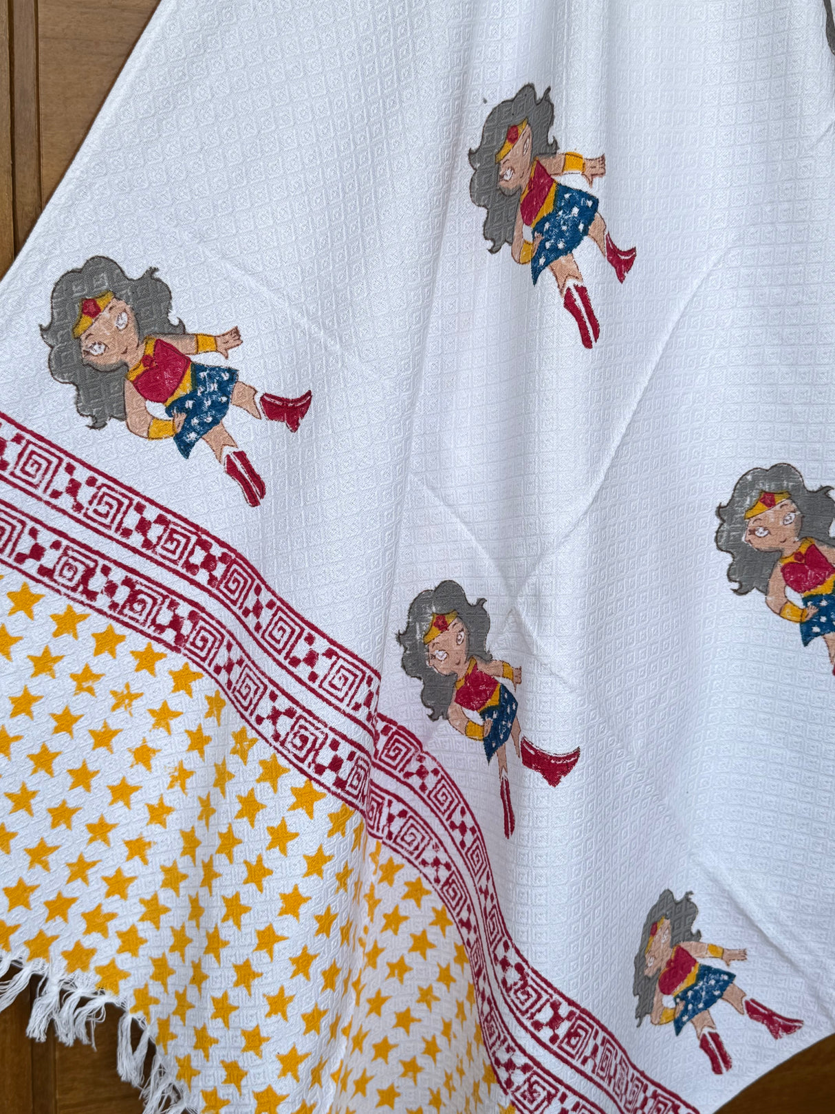 Wonder Women Blockprint Kids Towel – Cotton Jacquard Weave
