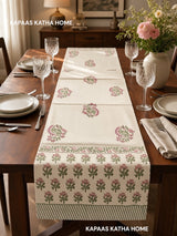 Elegant Blockprint Cotton Table Runner