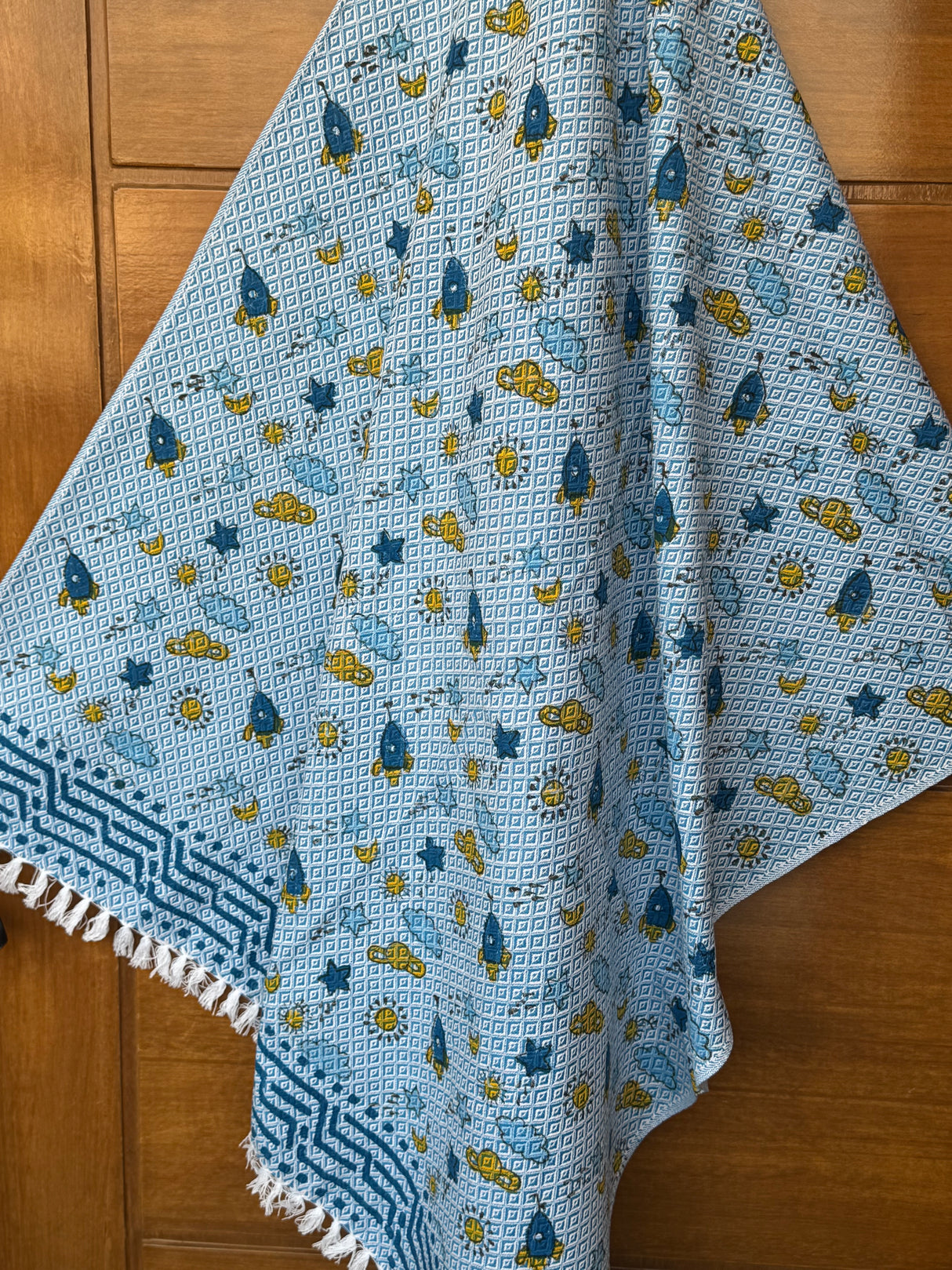 Space Adventure Blockprint Kids Towel – Cotton Jacquard Weave