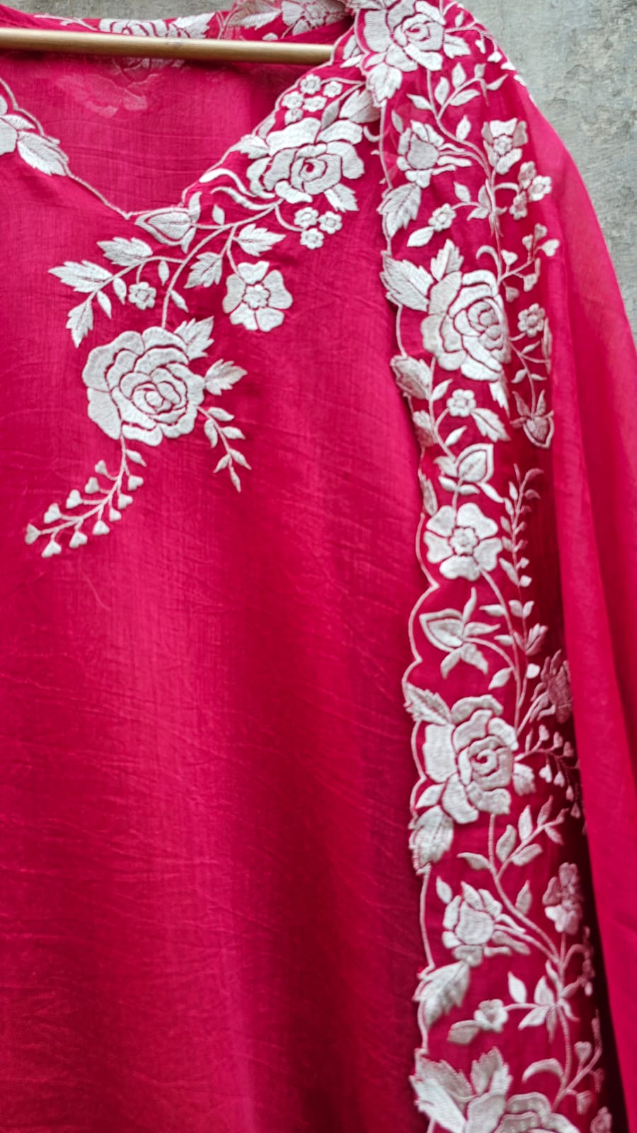 Festive and Vibrant Pink Colour Chanderi 3 Piece Semi Stitched Suit Set