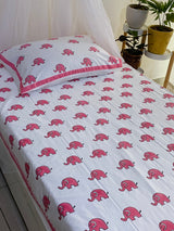 Elephant Blockprint Cotton Bedsheet