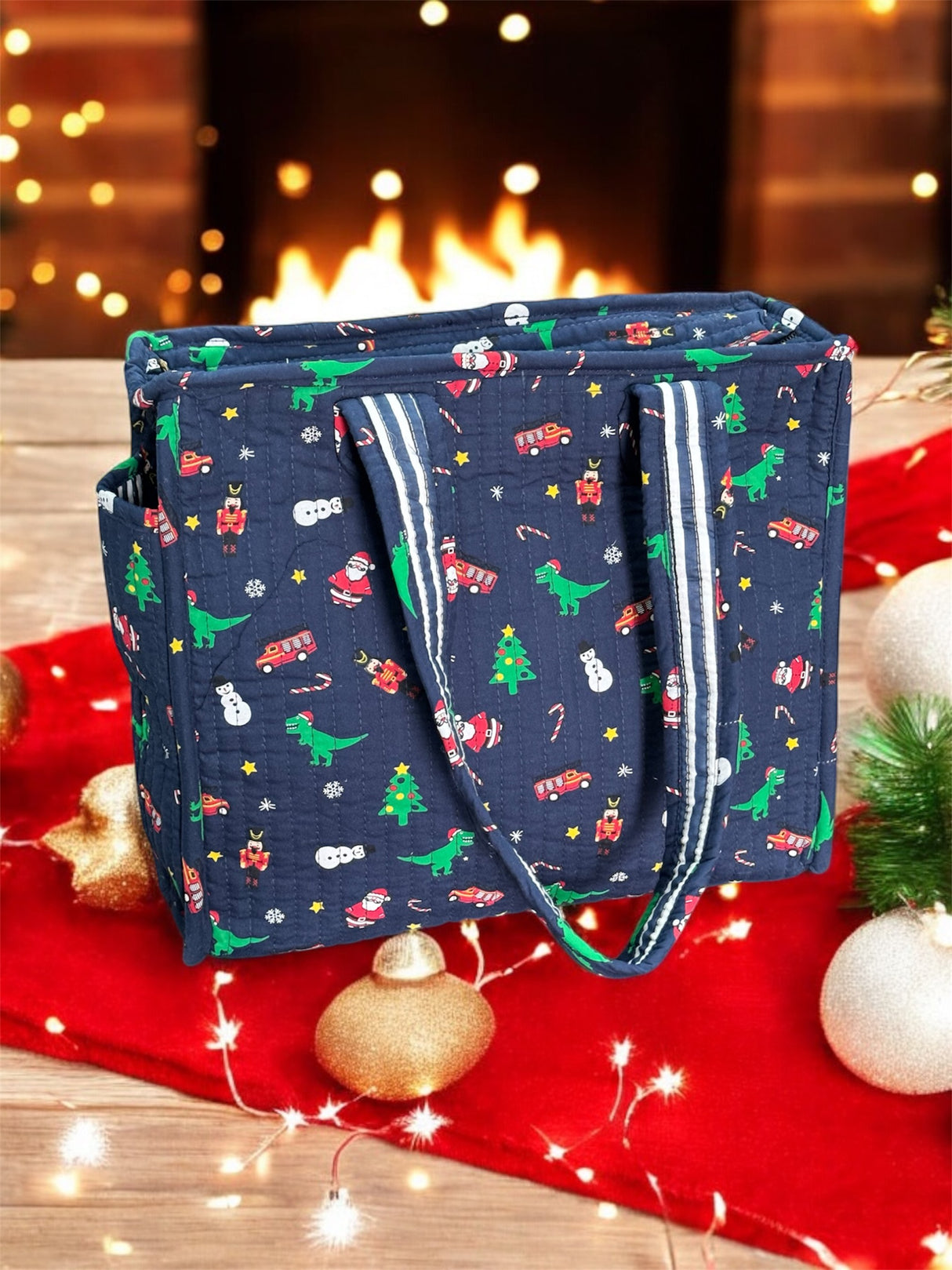 Christmas Theme Tote Bag (with Zip Closure)