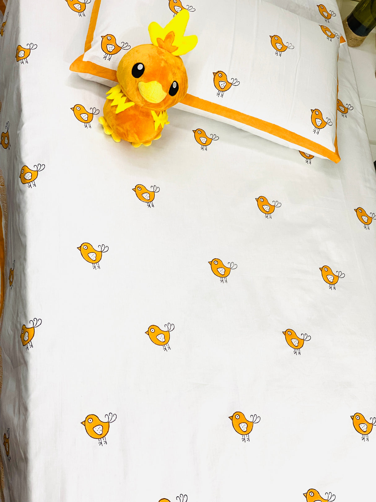 Birds Blockprint Cotton Bedsheet