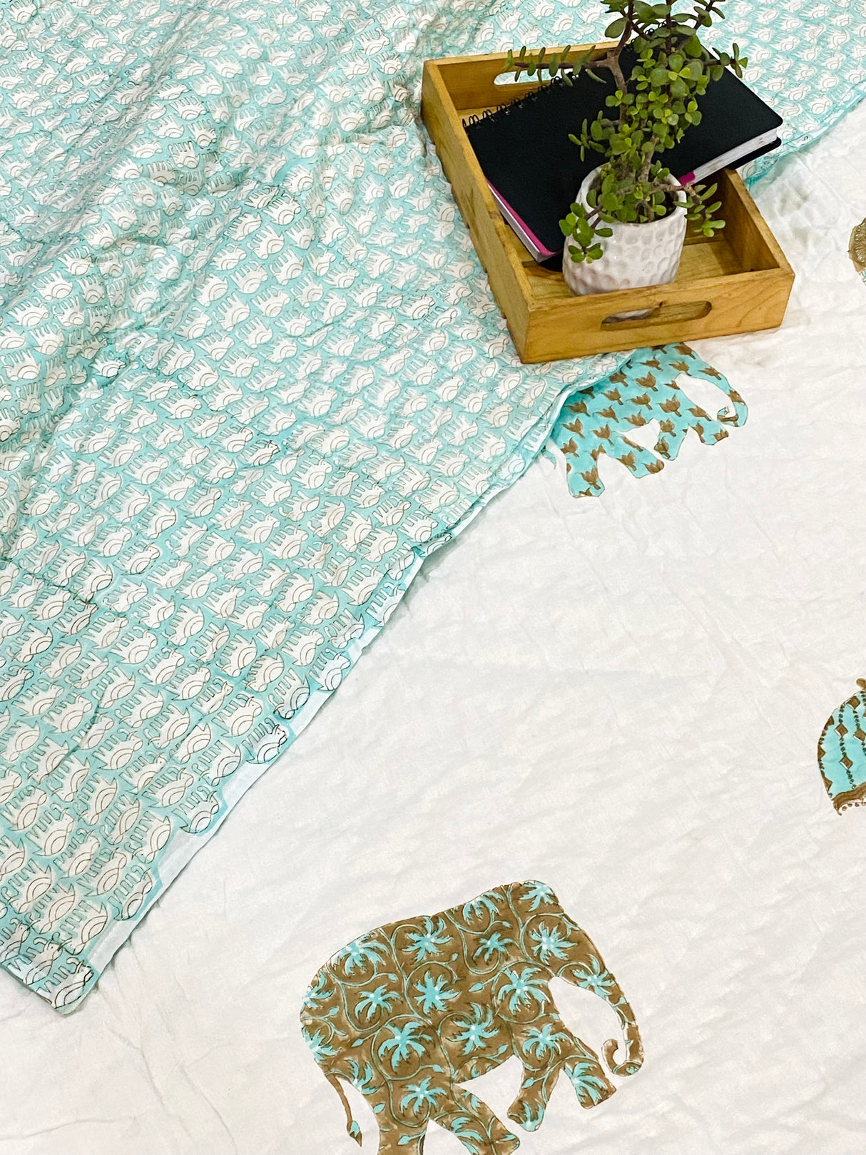 Blockprint Mulmul Reversible Quilt