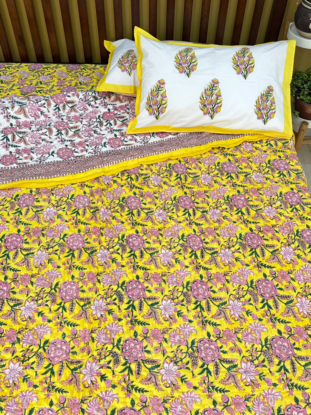 HandBlock Printed Mulmul Reversible Quilt