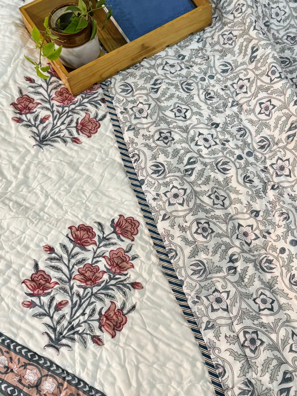 HandBlock Printed Mulmul Reversible Quilt