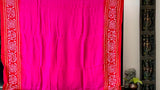 Rani Pink and Red Circle Theme Pure Gajji Silk Bandhani Saree