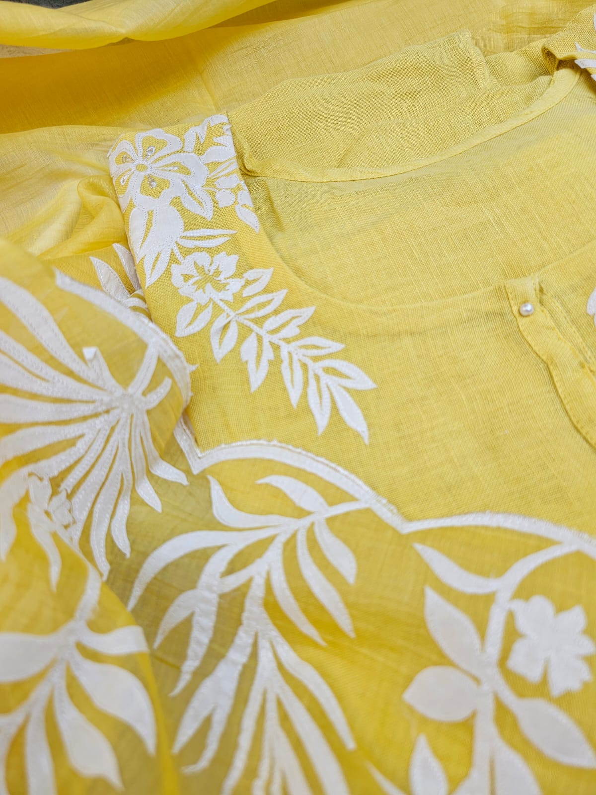 Yellow 3pc Embroidered Suit Set