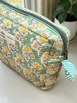 Rosette Garden Cotton Quilted Multipurpose Travel Pouch