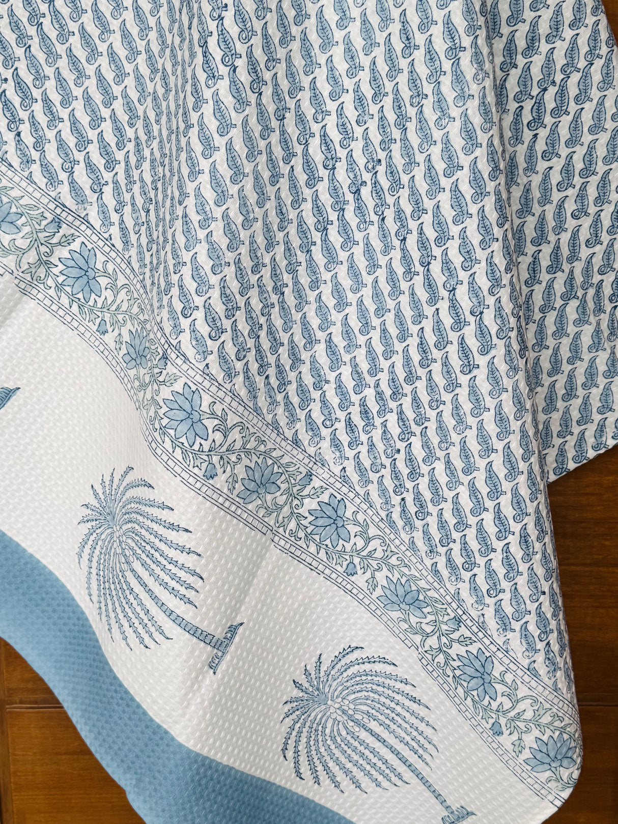 Elephant Blue Blockprint Cotton Towel – Waffle Weave