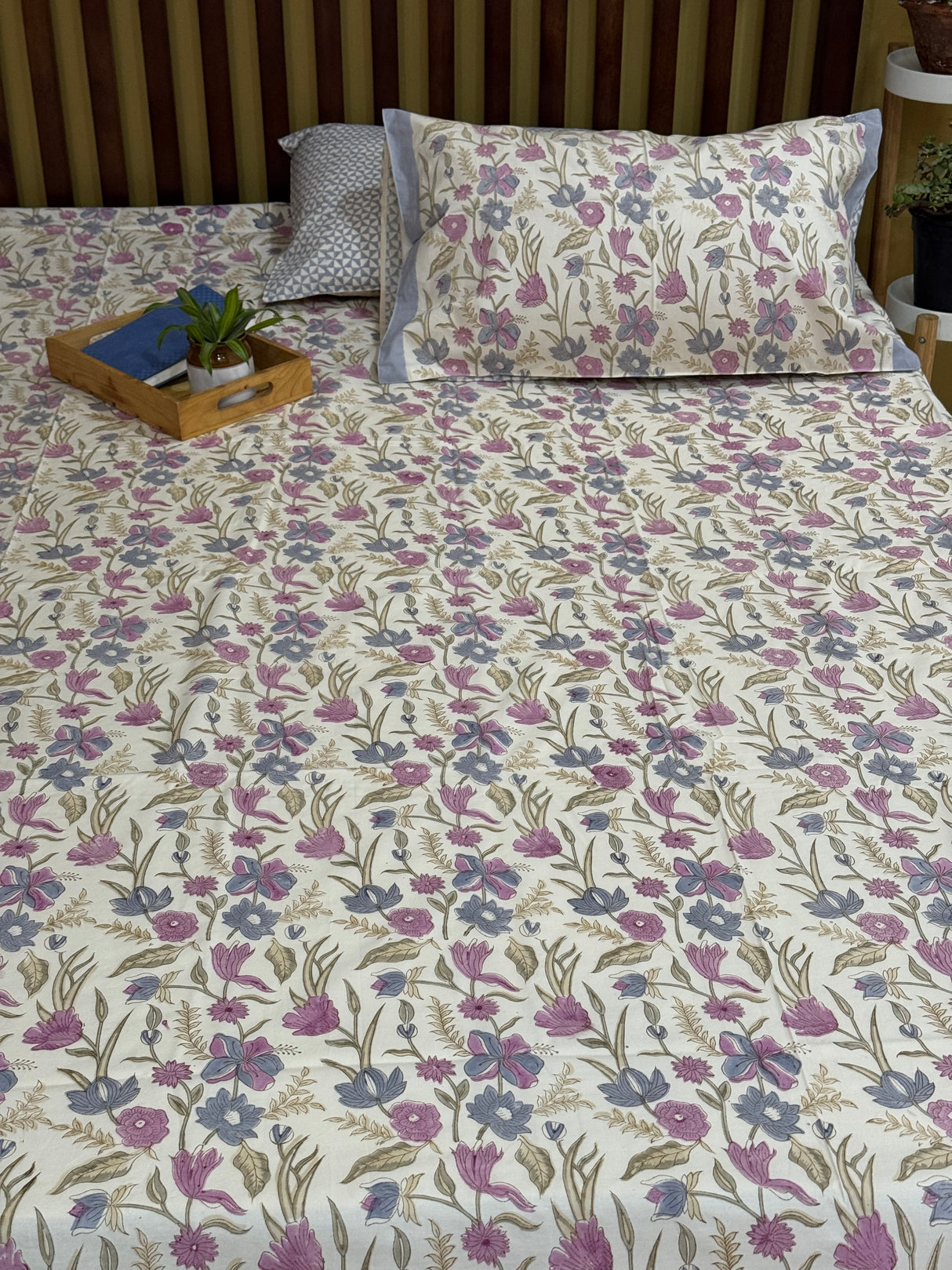 Blockprint Cotton Bedsheet - Light Brown Base Color