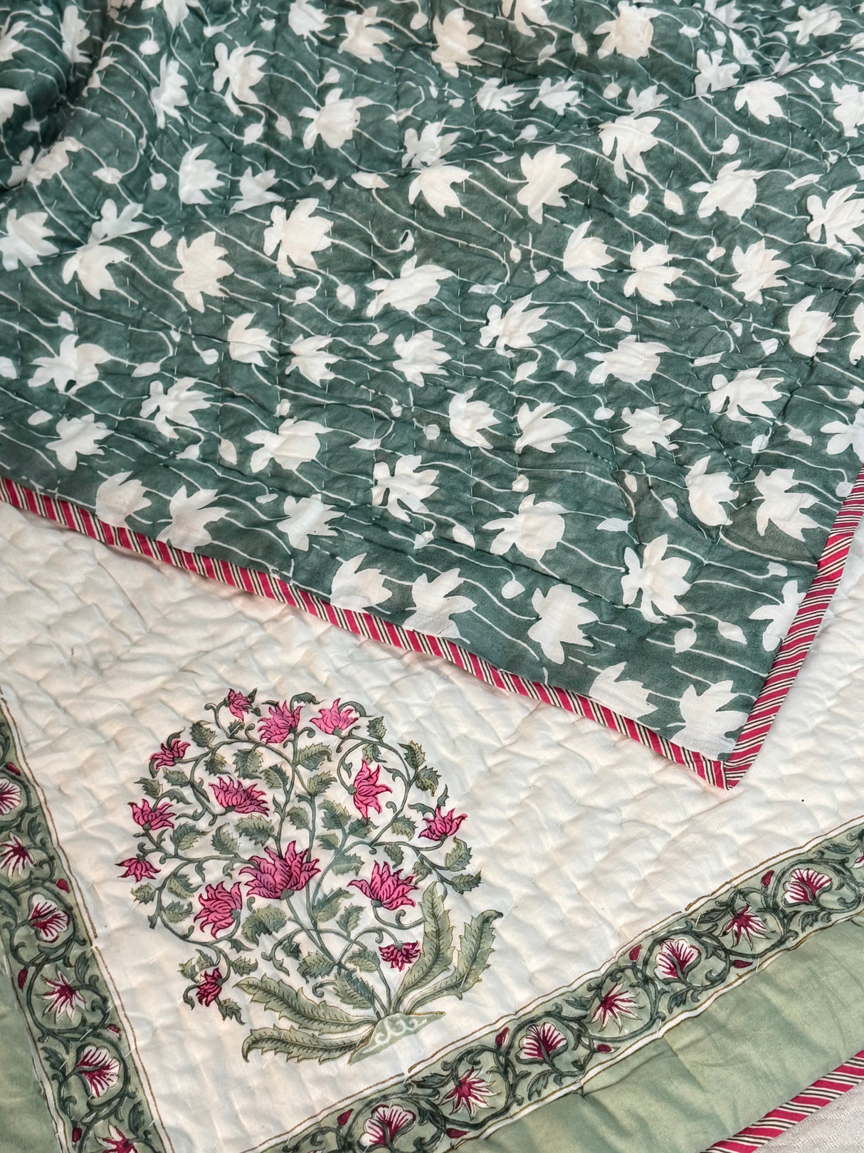 HandBlock Printed Mulmul Reversible Quilt