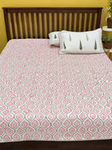 KING Size Quilted Blockprint REVERSIBLE Mulmul Bedcover (108*108 inches)