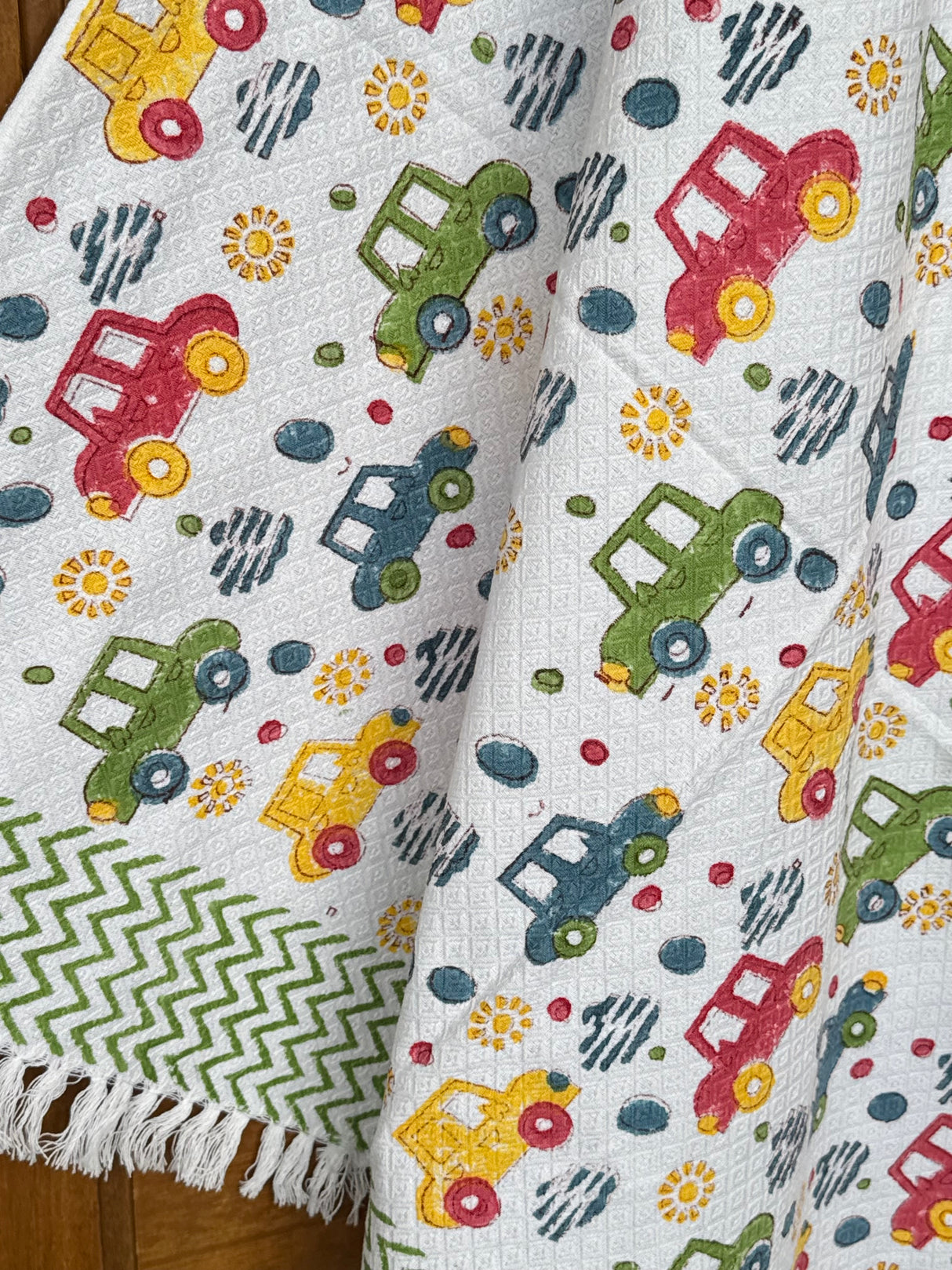 Cute Cars Blockprint Kids Towel – Cotton Jacquard Weave