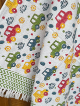 Cute Cars Blockprint Kids Towel – Cotton Jacquard Weave
