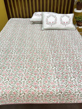 KING Size Quilted Blockprint REVERSIBLE Mulmul Bedcover (108*108 inches)