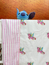 Unicorn Blockprint Kids Cotton Dohar