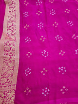 Hot Pink Pure Banarsi Georgette Bandhani Lehenga