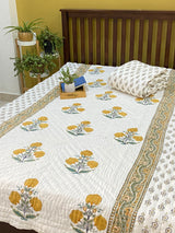 Blockprint Mulmul Reversible Quilt