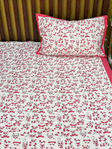 Pink Panda Blockprint Cotton Bedsheet