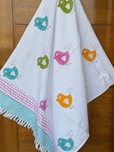 Cute Birds Blockprint Kids Towel – Cotton Jacquard Weave