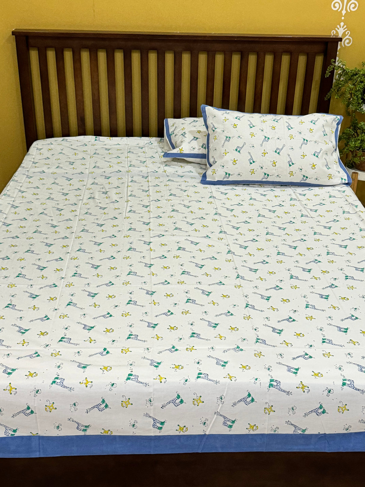 Animals Blockprint Cotton Bedsheet