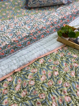 Blockprint Mulmul Reversible Quilt