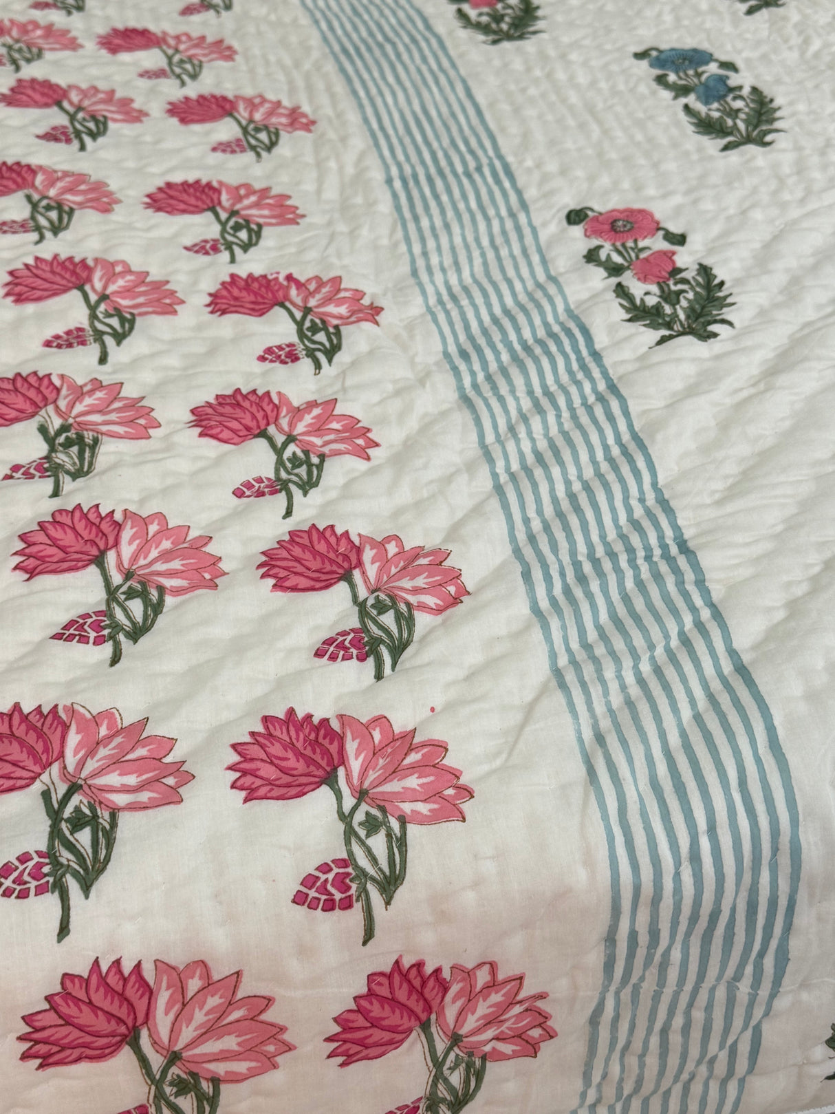 Blockprint Mulmul Reversible Quilt