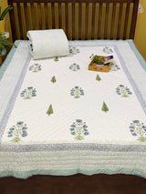 Blockprint Mulmul Reversible Quilt