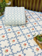 Spring Repose Handblock Print Reversible Mulmul Quilt