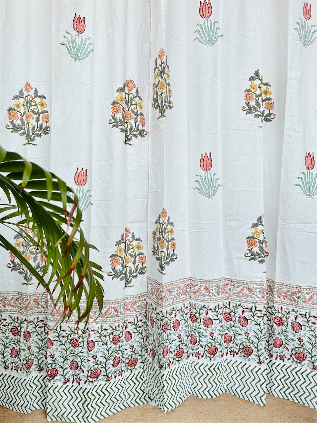 Elegant Motifs Blockprint Cotton Curtain