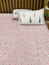 KING Size Quilted Blockprint REVERSIBLE Mulmul Bedcover (108*108 inches)