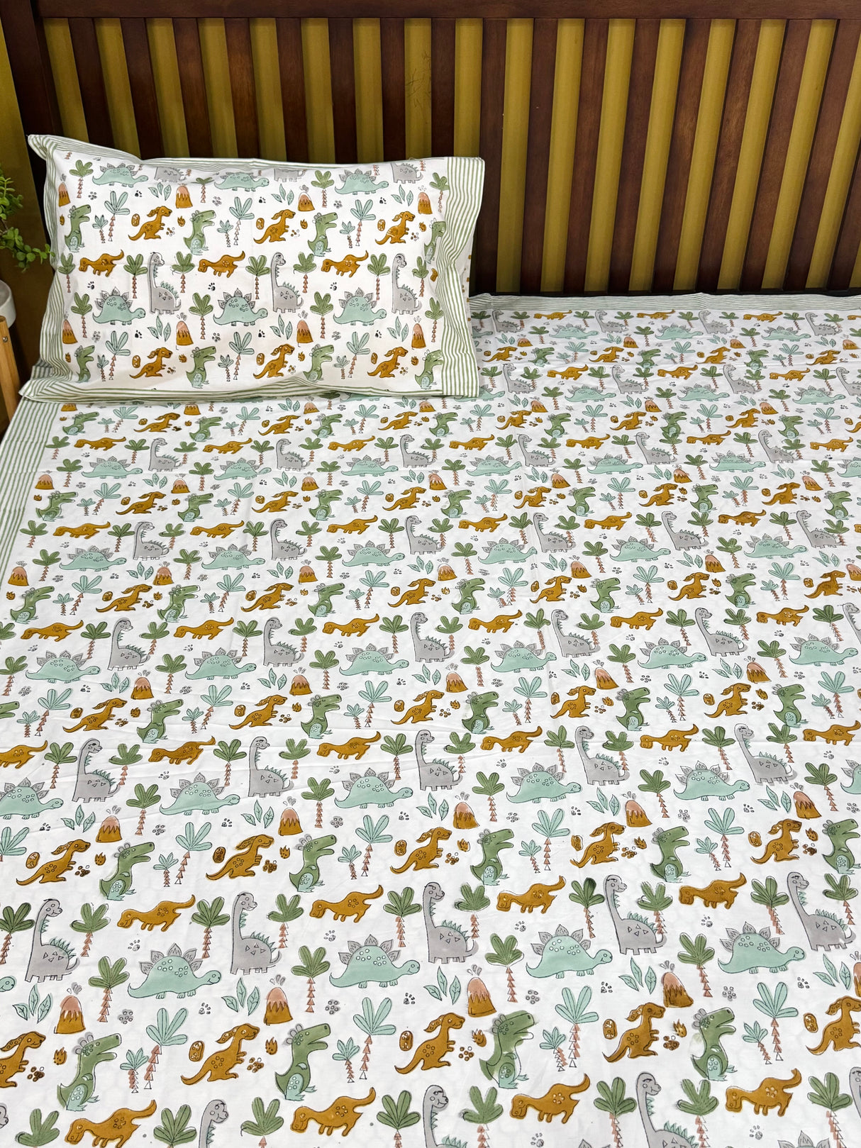 Jungle Animals Handblock Printed Kids Cotton Bedsheet