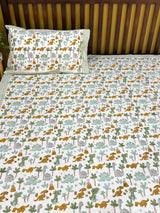 Jungle Animals Handblock Printed Kids Cotton Bedsheet