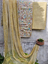3pc Printed Unstitched Suit Set in Yellow Colour with highlighting