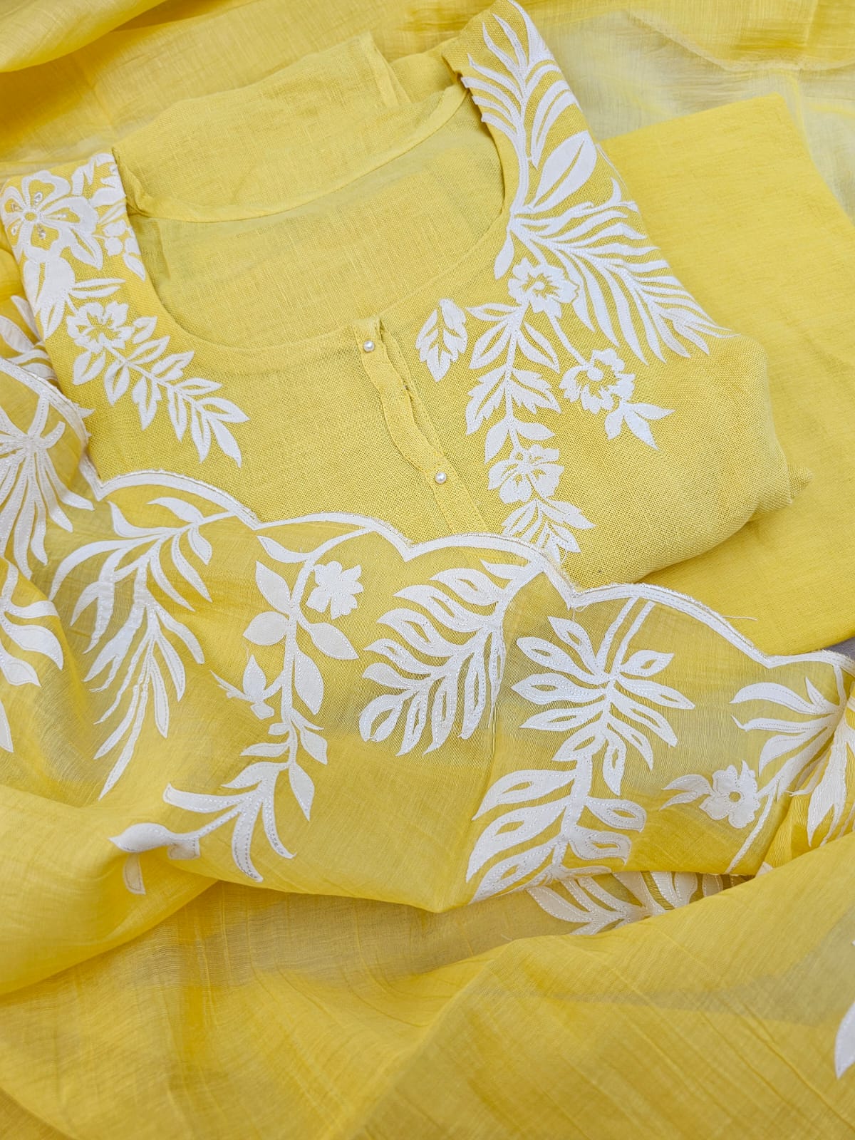 Yellow 3pc Embroidered Suit Set