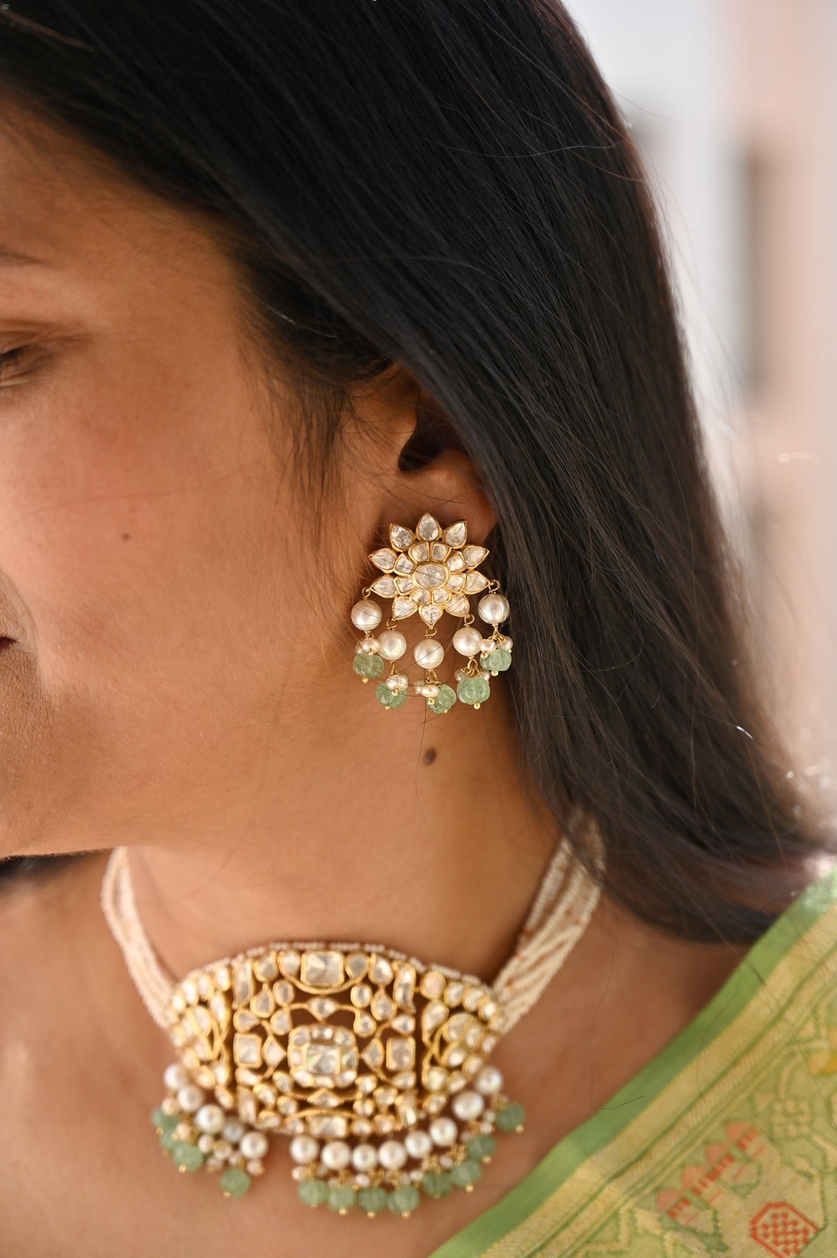 Elegant Mughal Inspired Choker with Earrings