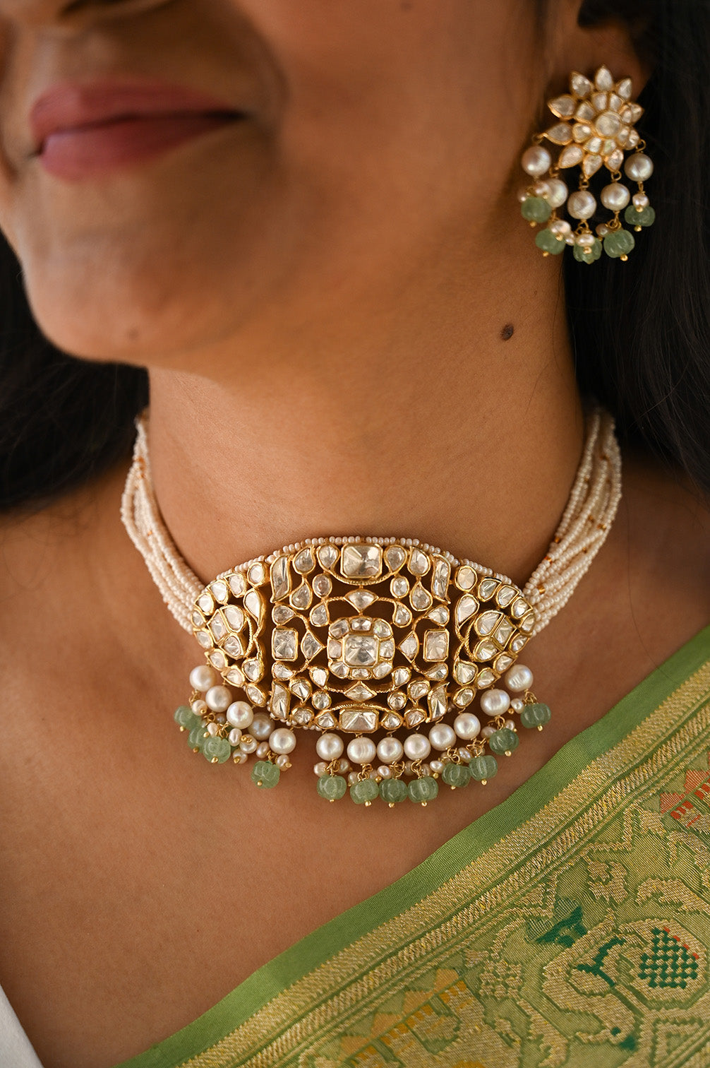 Elegant Mughal Inspired Choker with Earrings