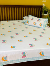 Cute Elephant Blockprint Cotton Bedsheet