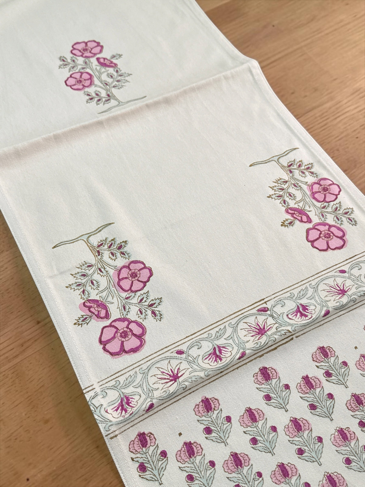 Elegant Blockprint Cotton Table Runner