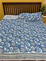 KING Size Quilted Blockprint REVERSIBLE Mulmul Bedcover (108*108 inches)