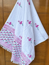 Flamingo  Blockprint Kids Towel – Cotton Jacquard Weave