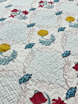 KING Size Quilted Blockprint REVERSIBLE Mulmul Bedcover (108*108 inches)