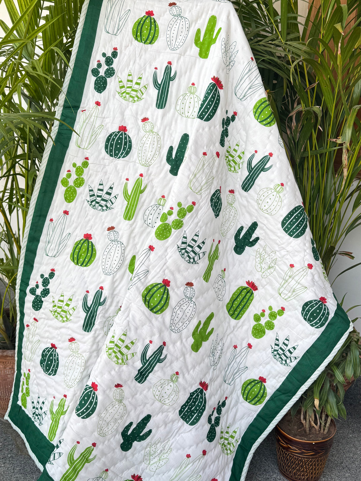 Cactus Kids Quilt Handblock Printed